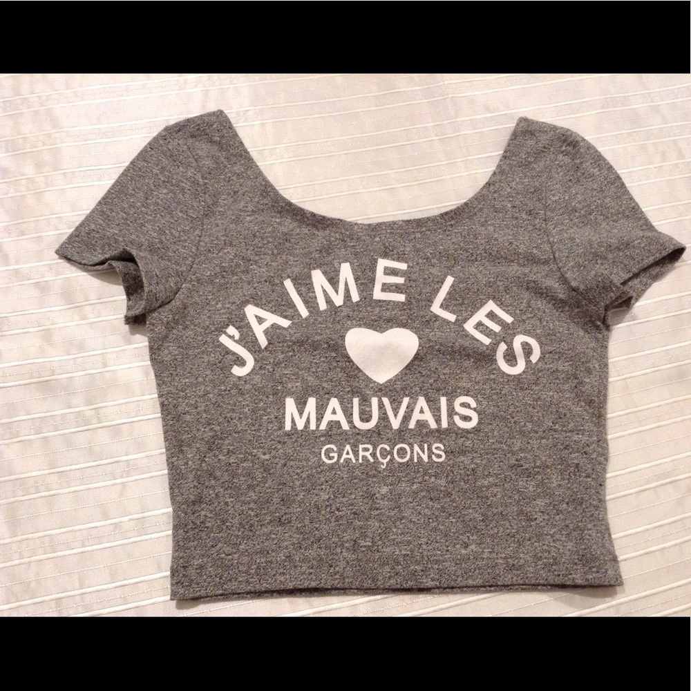 Grey Crop Top I Love Bad Boys